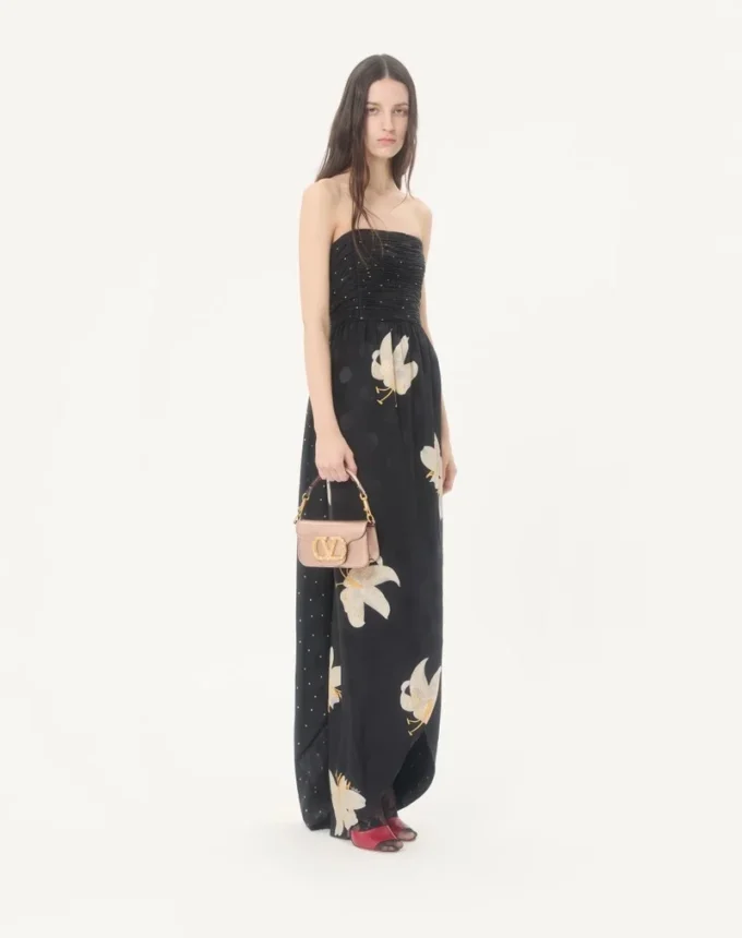 Valentino Garavani Locò Small Shoulder Bag In Laminated Calfskin With Jewel Logo Valentino Garavani Locò Small Shoulder Bag In Laminated Calfskin With Jewel Logo