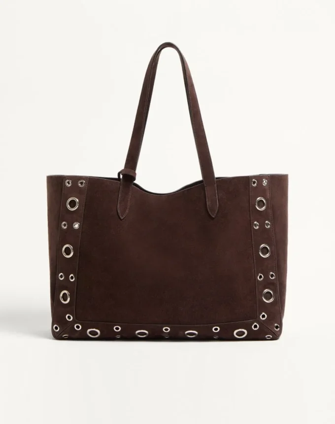Valentino Garavani Medium Nellcôte Suede Shopping Bag