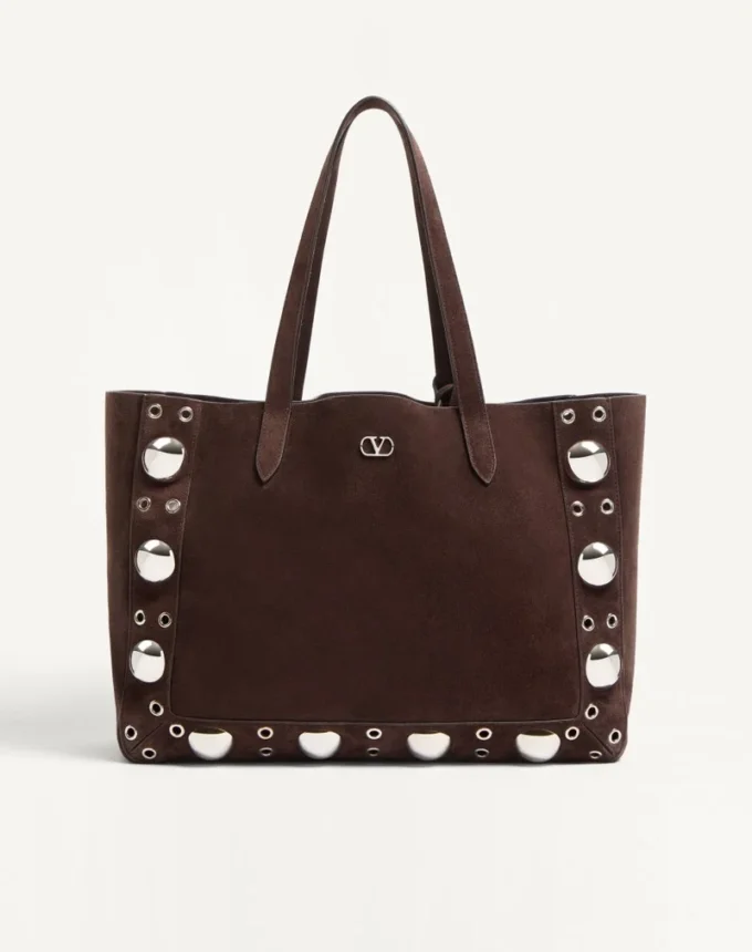 Valentino Garavani Medium Nellcôte Suede Shopping Bag