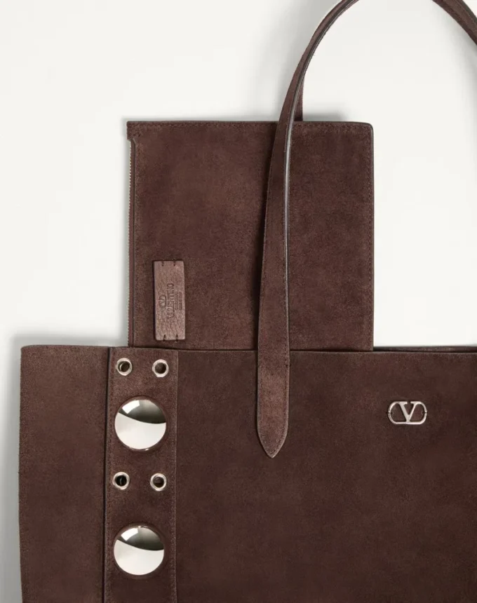 Valentino Garavani Medium Nellcôte Suede Shopping Bag