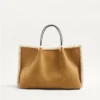 Valentino Garavani Medium Shopping Bag In Embroidered Suede With Sheepskin Lining