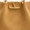 Valentino Garavani Medium Suede Shopping Bag With Sheepskin Lining