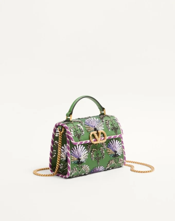 Valentino Garavani Mini Vsling Embroidered Handbag With Jewel Logo