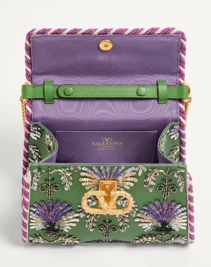 Valentino Garavani Mini Vsling Embroidered Handbag With Jewel Logo