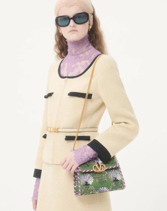 Valentino Garavani Mini Vsling Embroidered Handbag With Jewel Logo