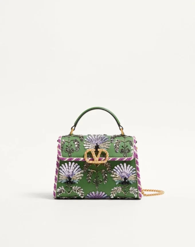 Valentino Garavani Mini Vsling Embroidered Handbag With Jewel Logo