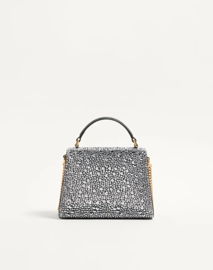 Valentino Garavani Mini Vsling Handbag With Rhinestones And Jewel Logo