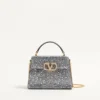 Valentino Garavani Mini Vsling Handbag With Rhinestones And Jewel Logo