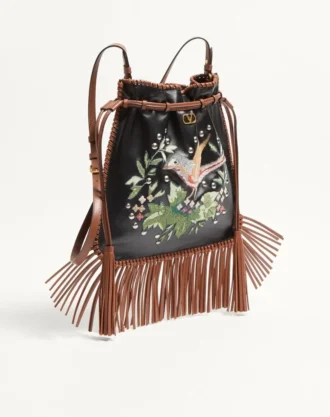 Valentino Garavani Nellcôte Alice Embroidered Bag With Fringes