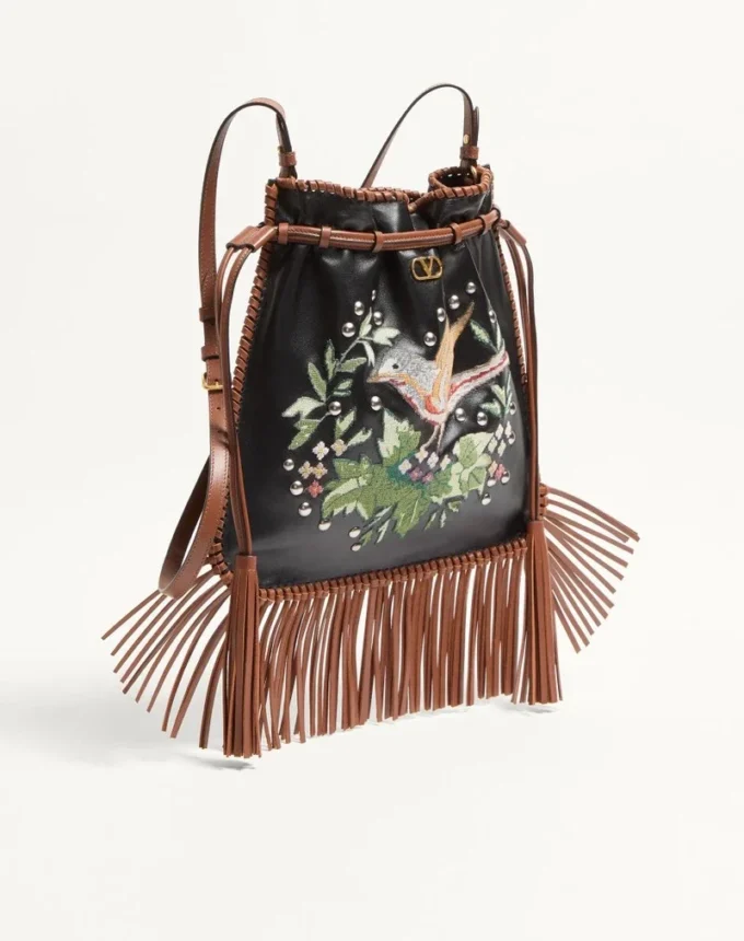 Valentino Garavani Nellcôte Alice Embroidered Bag With Fringes