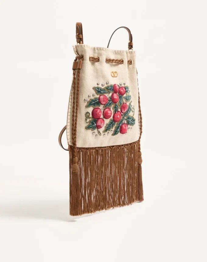 Valentino Garavani Nellcôte Alice Embroidered Bag With Fringes