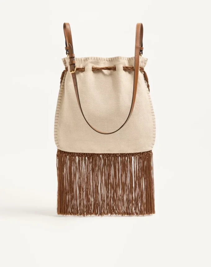 Valentino Garavani Nellcôte Alice Embroidered Bag With Fringes