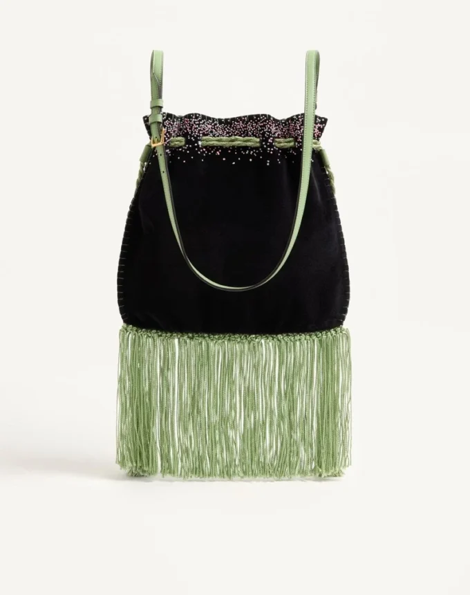 Valentino Garavani Nellcôte Alice Embroidered Bag With Fringes