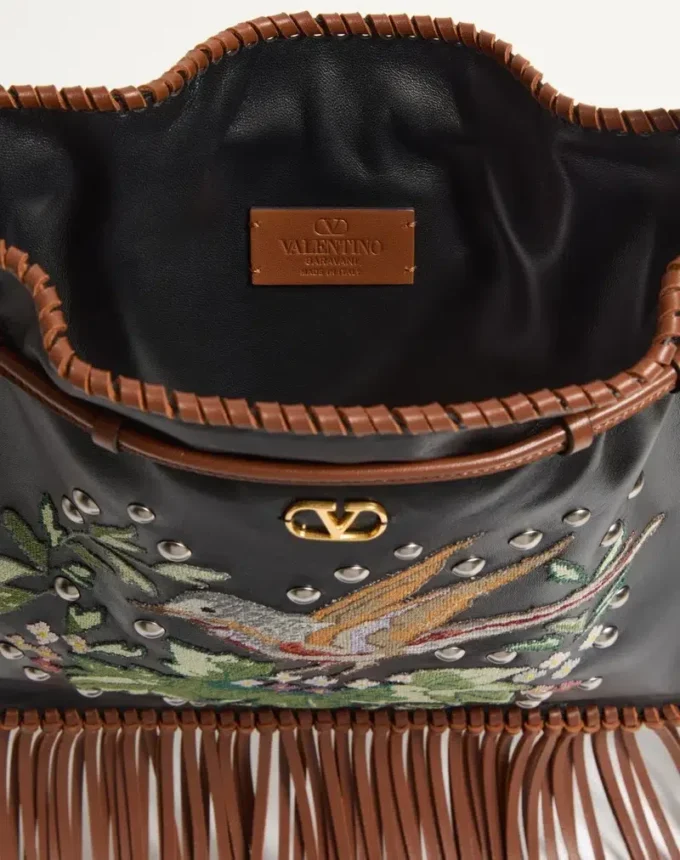 Valentino Garavani Nellcôte Alice Embroidered Bag With Fringes
