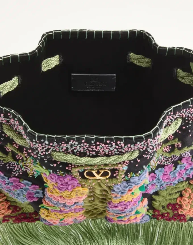 Valentino Garavani Nellcôte Alice Embroidered Bag With Fringes