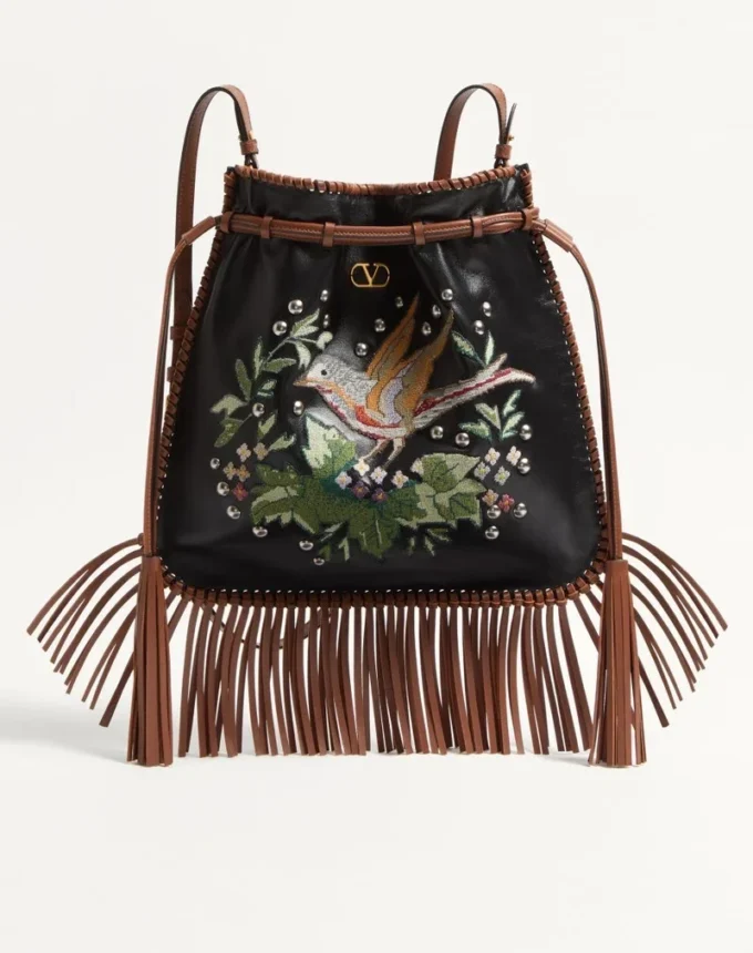 Valentino Garavani Nellcôte Alice Embroidered Bag With Fringes