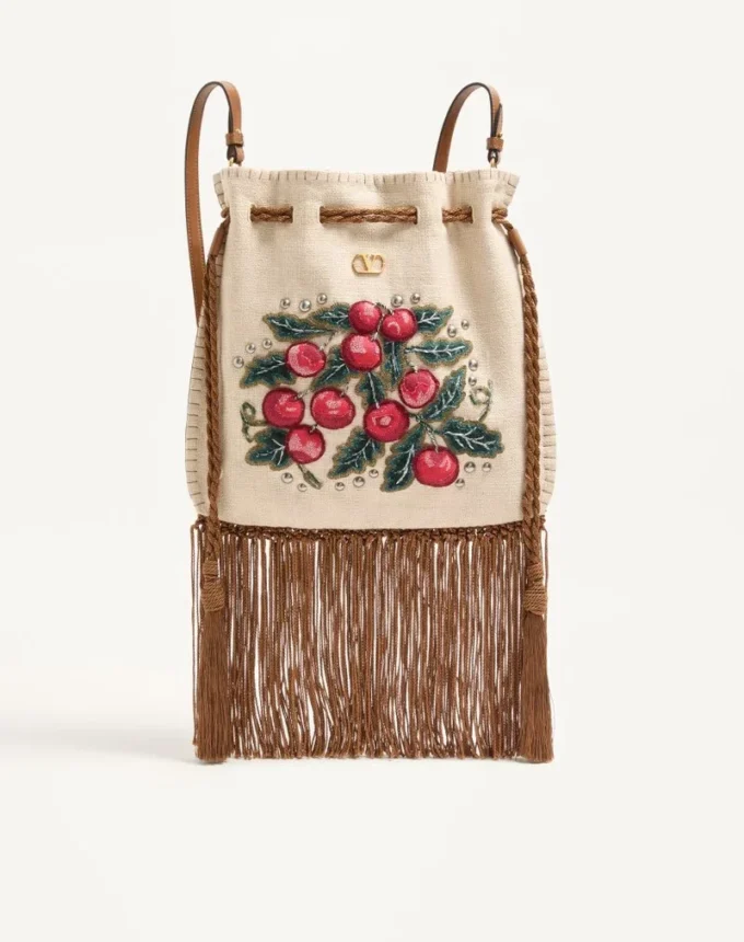 Valentino Garavani Nellcôte Alice Embroidered Bag With Fringes