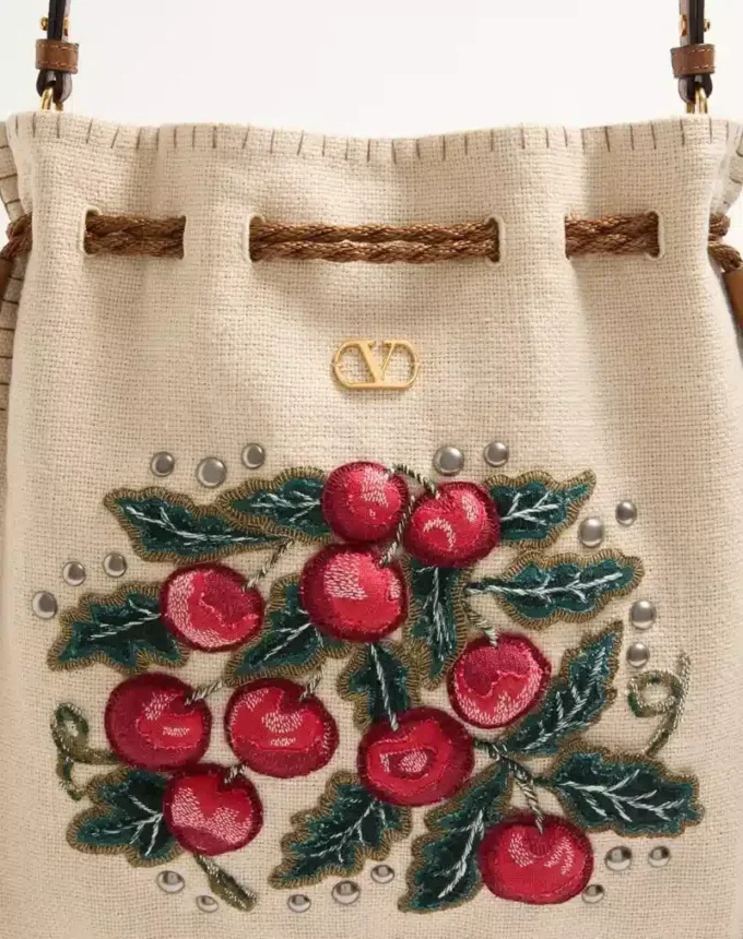 Valentino Garavani Nellcôte Alice Embroidered Bag With Fringes