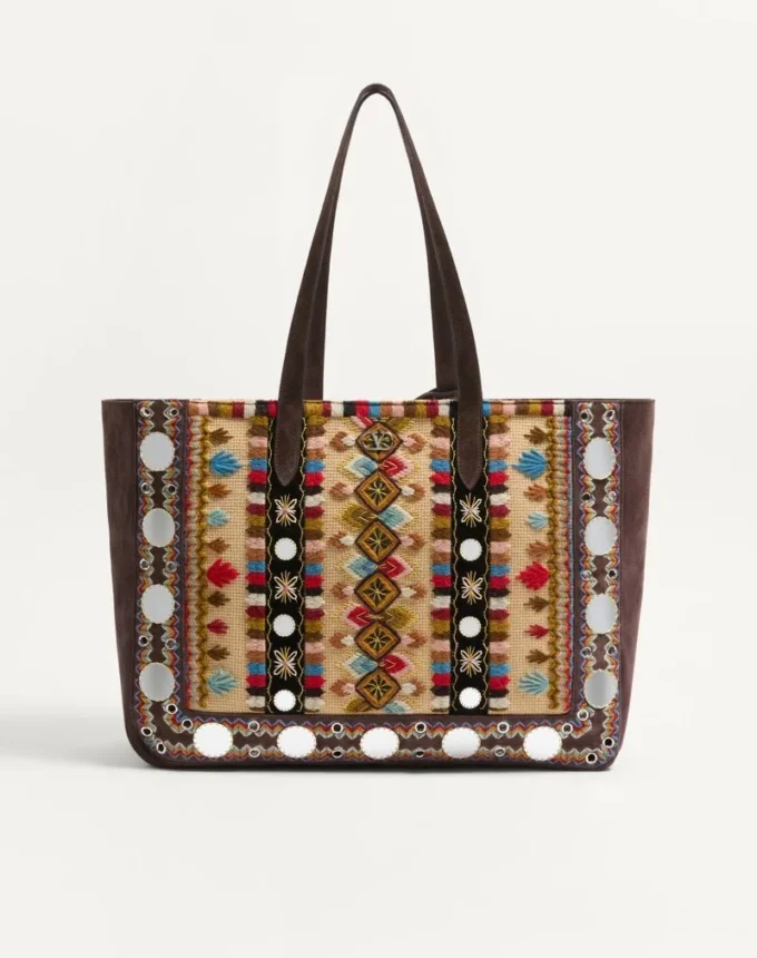 Valentino Garavani Nellcôte Large Embroidered Shopping Bag