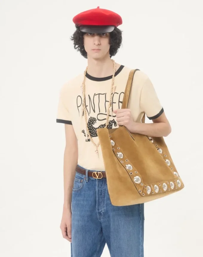 Valentino Garavani Nellcôte Large Suede Shopping Bag