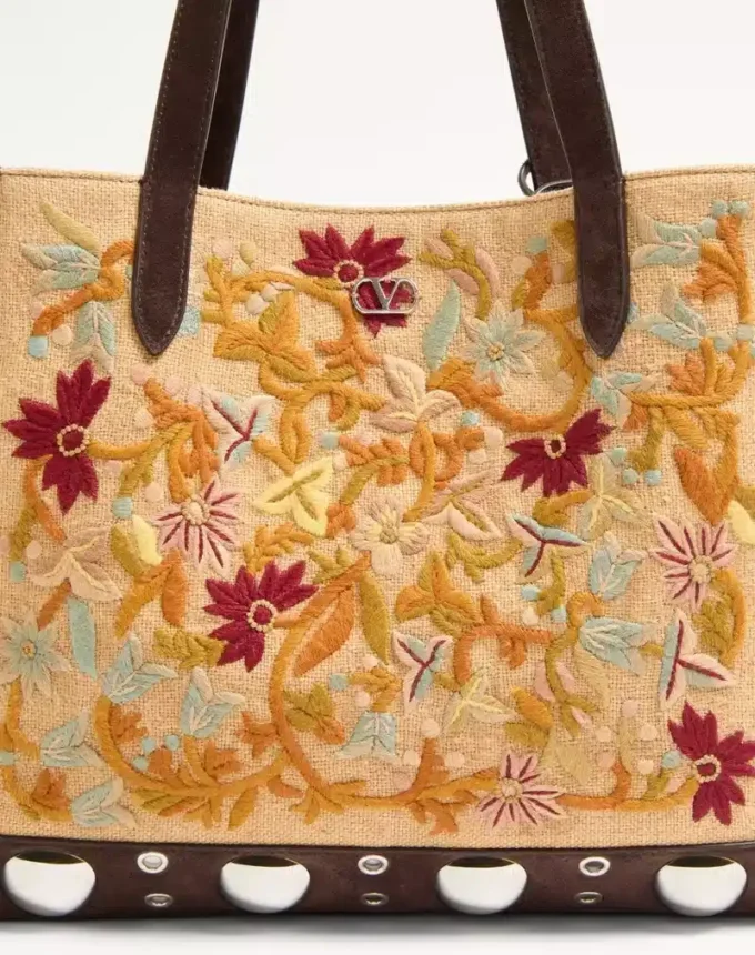 Valentino Garavani Nellcôte Medium Embroidered Shopping Bag