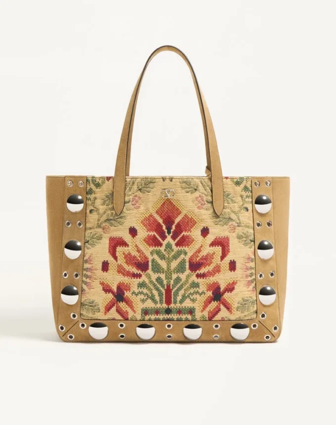 Valentino Garavani Nellcôte Medium Shopping Bag In Jacquard Fabric