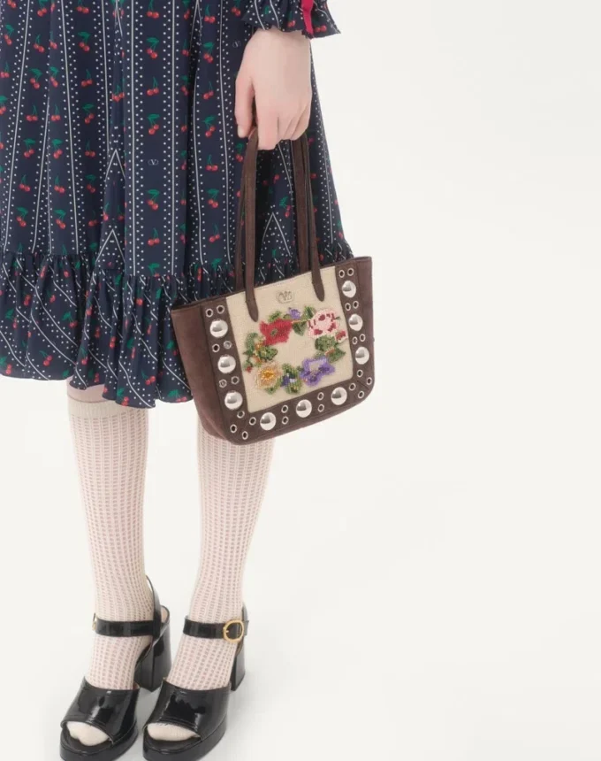 Valentino Garavani Nellcôte Mini Embroidered Shopping Bag