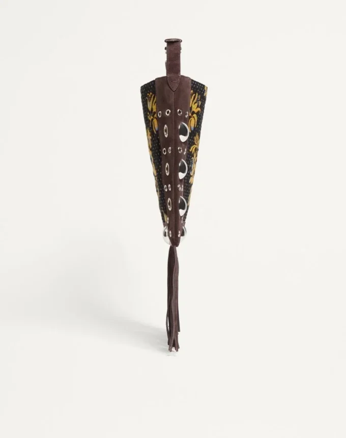 Valentino Garavani Nellcôte Shoulder Bag In Jacquard Fabric With Fringes