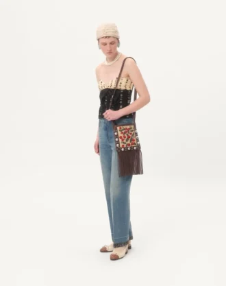 Valentino Garavani Nellcôte Small Shoulder Bag In Jacquard Raffia With Cherryfic Pattern