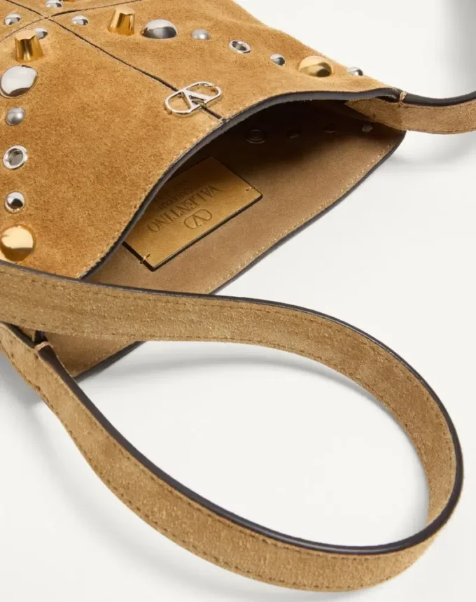 Valentino Garavani Nellcôte Small Shoulder Bag In Suede With Fringes