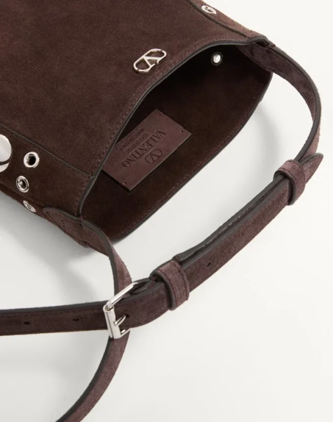 Valentino Garavani Nellcôte Small Shoulder Bag In Suede With Fringes