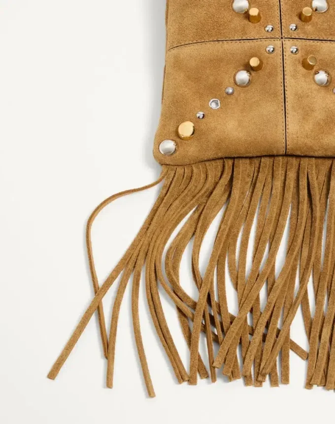 Valentino Garavani Nellcôte Small Shoulder Bag In Suede With Fringes