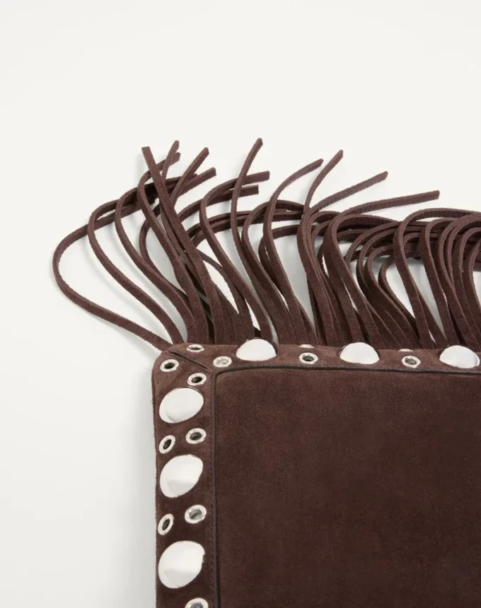 Valentino Garavani Nellcôte Small Shoulder Bag In Suede With Fringes