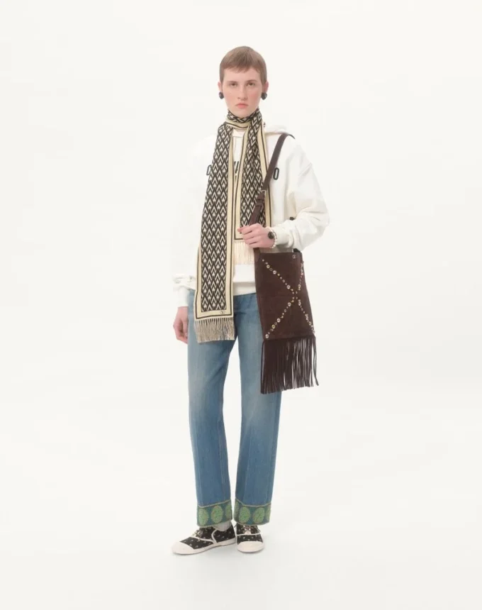 Valentino Garavani Nellcôte Suede Shoulder Bag With Fringes