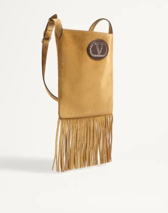 Valentino Garavani Nellcôte Suede Shoulder Bag With Fringes