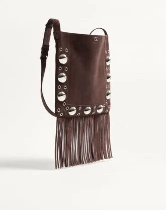 Valentino Garavani Nellcôte Suede Shoulder Bag With Fringes