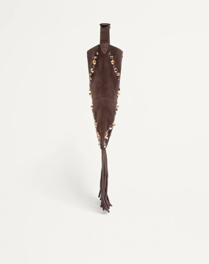 Valentino Garavani Nellcôte Suede Shoulder Bag With Fringes