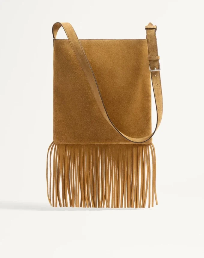 Valentino Garavani Nellcôte Suede Shoulder Bag With Fringes