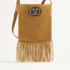 Valentino Garavani Nellcôte Suede Shoulder Bag With Fringes