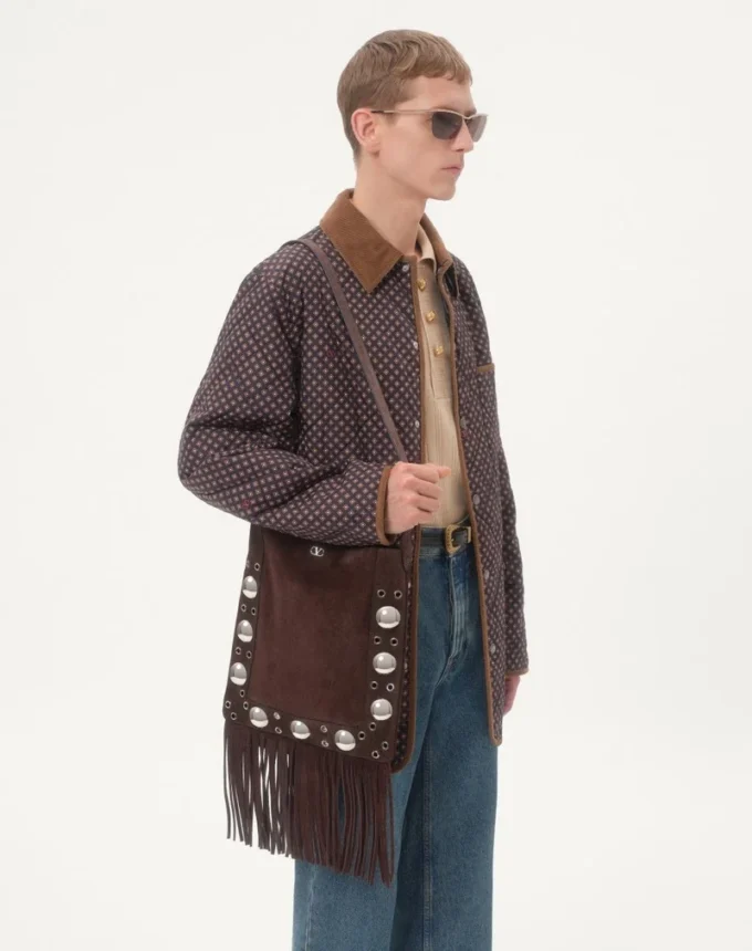 Valentino Garavani Nellcôte Suede Shoulder Bag With Fringes