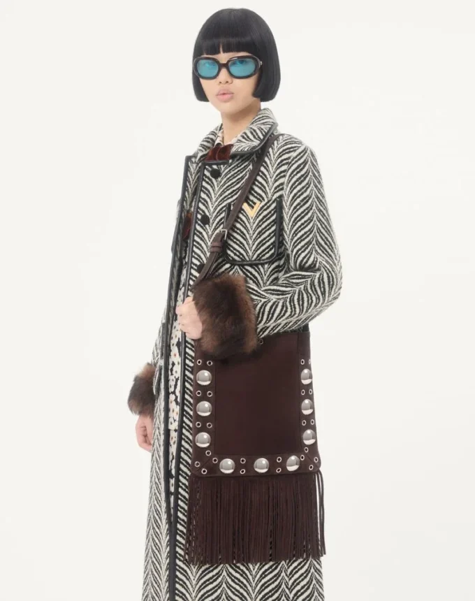 Valentino Garavani Nellcôte Suede Shoulder Bag With Fringes