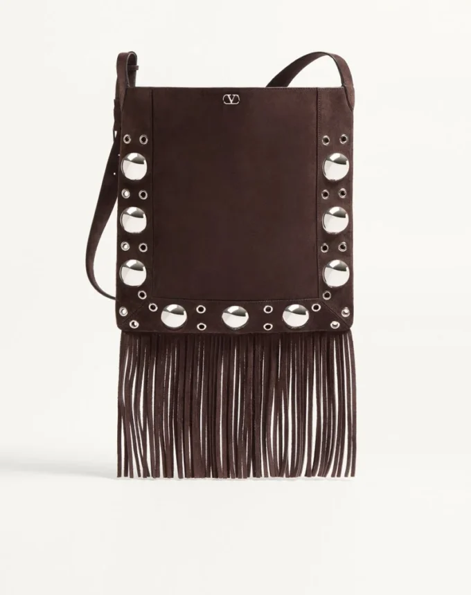 Valentino Garavani Nellcôte Suede Shoulder Bag With Fringes