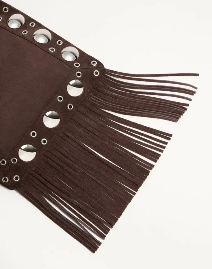 Valentino Garavani Nellcôte Suede Shoulder Bag With Fringes