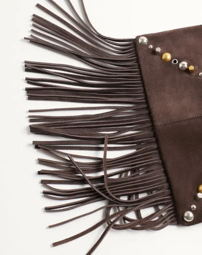 Valentino Garavani Nellcôte Suede Shoulder Bag With Fringes