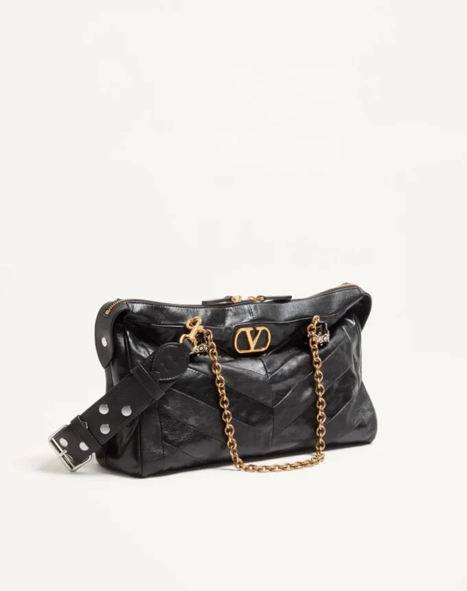 Valentino Garavani Panthea Shoulder Bag In Nappa Leather With Chevron Pattern Valentino Garavani Panthea Shoulder Bag In Nappa Leather With Chevron Pattern