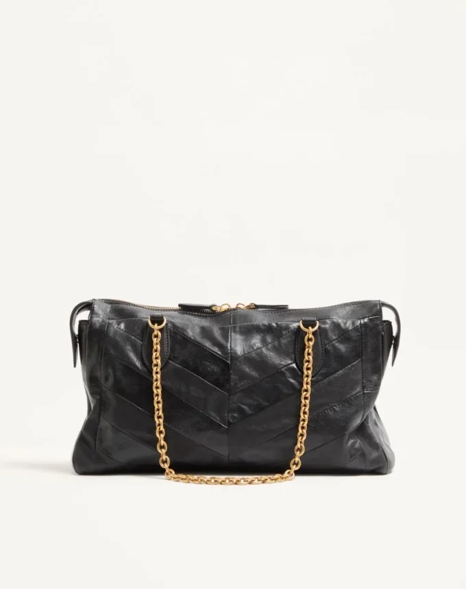 Valentino Garavani Panthea Shoulder Bag In Nappa Leather With Chevron Pattern Valentino Garavani Panthea Shoulder Bag In Nappa Leather With Chevron Pattern