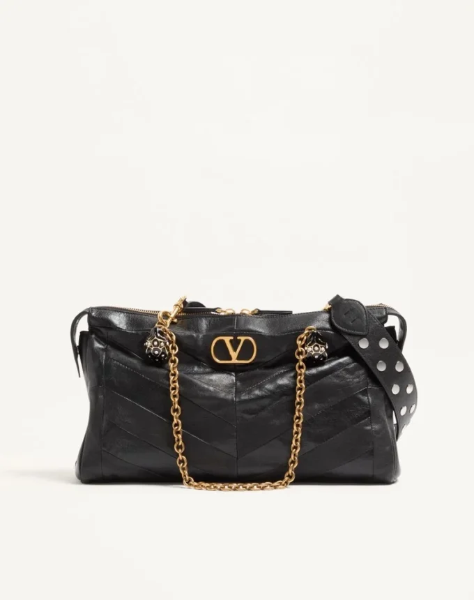 Valentino Garavani Panthea Shoulder Bag In Nappa Leather With Chevron Pattern Valentino Garavani Panthea Shoulder Bag In Nappa Leather With Chevron Pattern