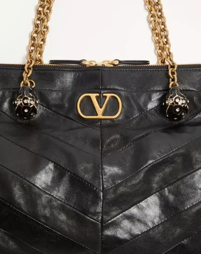 Valentino Garavani Panthea Shoulder Bag In Nappa Leather With Chevron Pattern Valentino Garavani Panthea Shoulder Bag In Nappa Leather With Chevron Pattern
