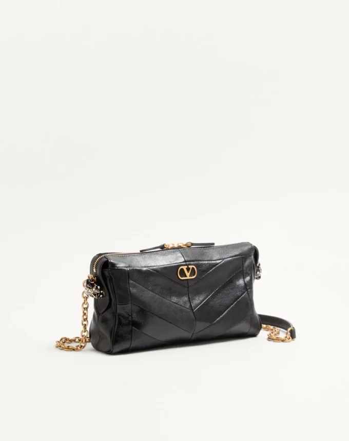 Valentino Garavani Panthea Small Shoulder Bag In Nappa Leather With A Chevron Pattern