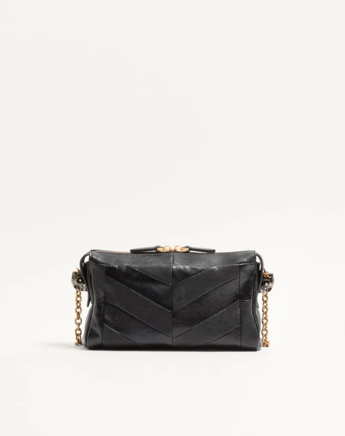 Valentino Garavani Panthea Small Shoulder Bag In Nappa Leather With A Chevron Pattern